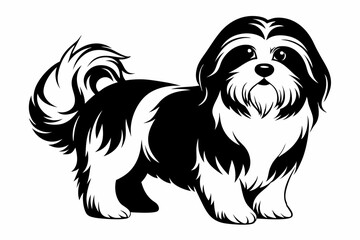 shih tzu line art silhouette vector illustration