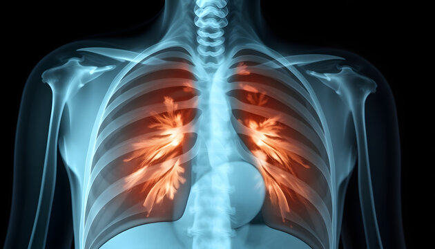 chest x-ray of a patient with pneumonia , with white tonespng
