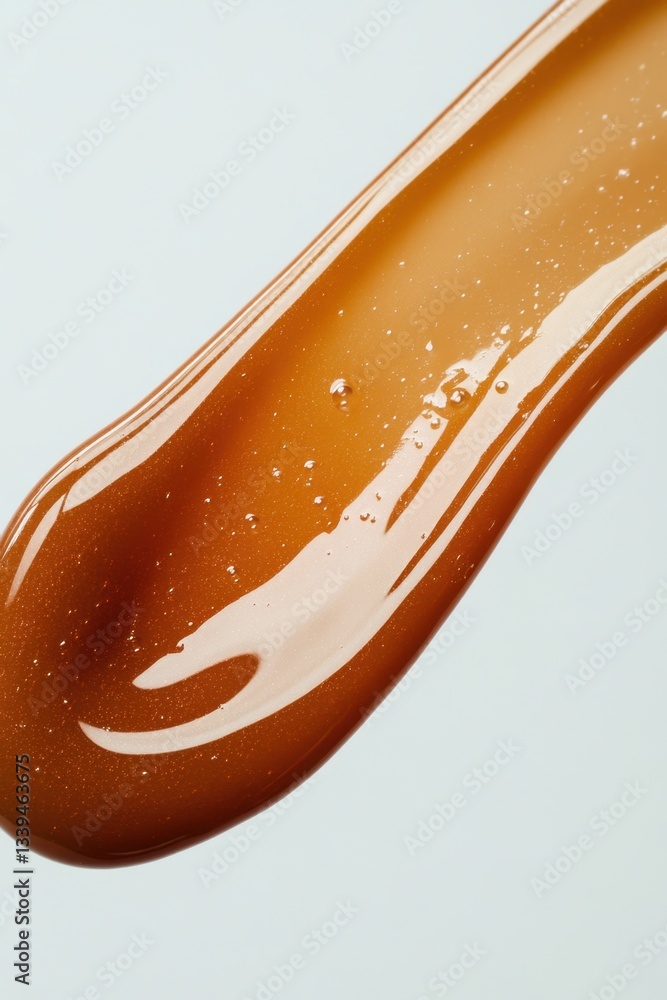 Aufkleber gleaming bronze liquid swirl with subtle bubbles on light background capturing viscosity and texture