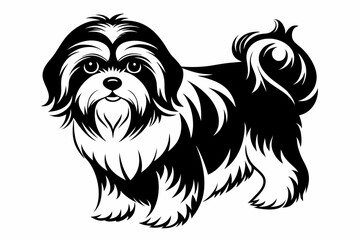 shih tzu line art silhouette vector illustration