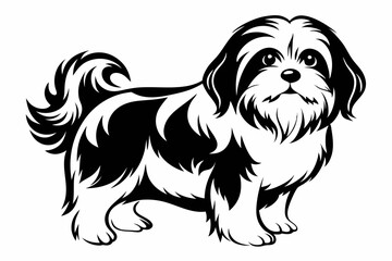 shih tzu line art silhouette vector illustration