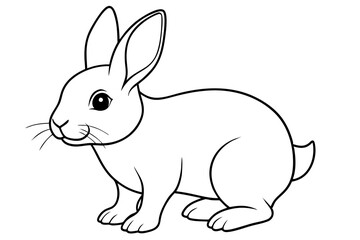 single baby rabbit line art silhouette vector illustration