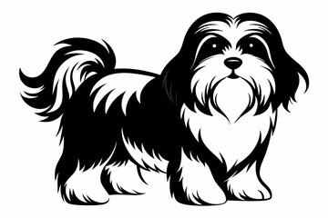 shih tzu line art silhouette vector illustration