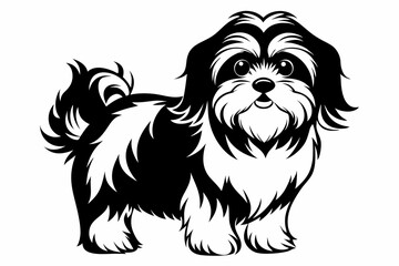 shih tzu line art silhouette vector illustration