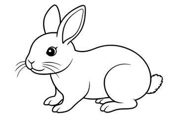 single baby rabbit line art silhouette vector illustration