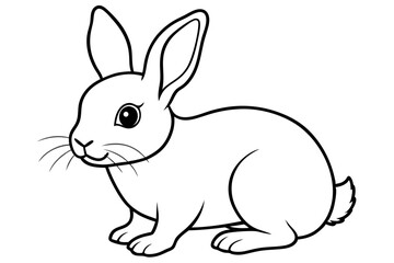 single baby rabbit line art silhouette vector illustration
