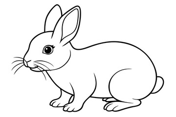 single baby rabbit line art silhouette vector illustration