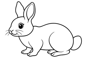 single baby rabbit line art silhouette vector illustration