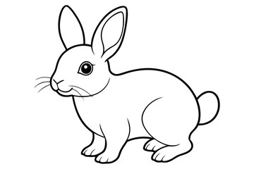 single baby rabbit line art silhouette vector illustration