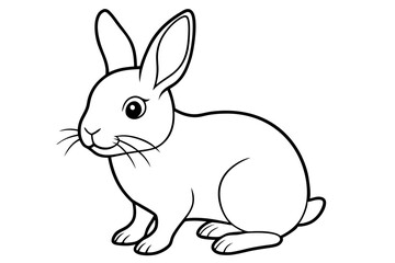 single baby rabbit line art silhouette vector illustration