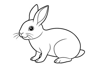 single baby rabbit line art silhouette vector illustration