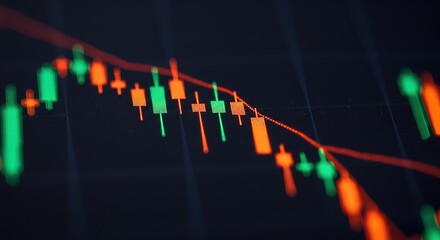 Candlestick Chart Stock Market, Investment, Trading, Financial, Data, Analysis, Downward Trend, Loss