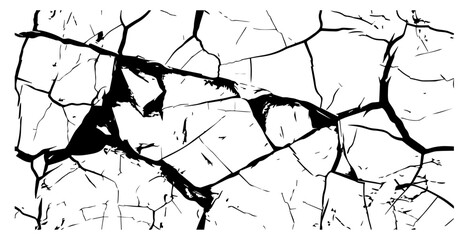 cracked surface texture, black and white vector, grunge abstract pattern for backgrounds