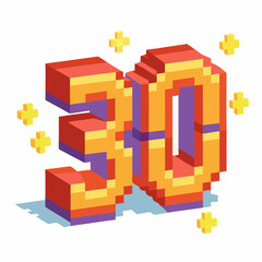 Obraz premium Isometric Pixel Art 30 with Colorful 3D Number Design and Geometric Symbols