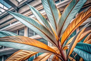 Abstract Teal Peach Cream Leaf Intersection - Artistic Nature Backdrop for Design