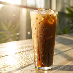 glass of cola with ice