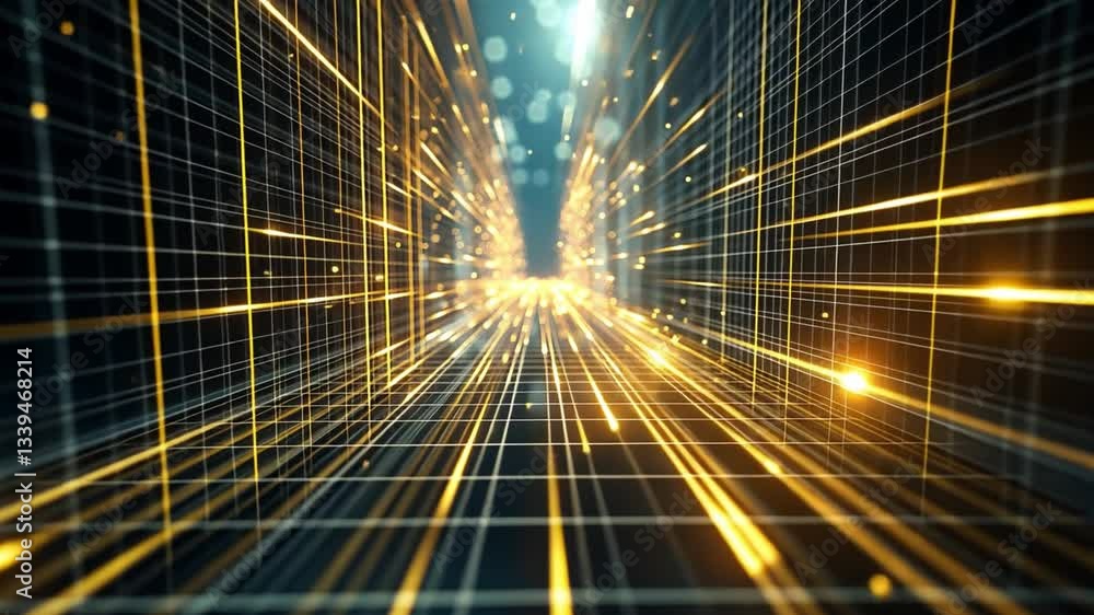 Poster abstract digital lines and glowing particles network of speed and movement showcasing technology and