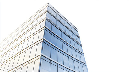 Modern glass office building with sleek design and reflective windows