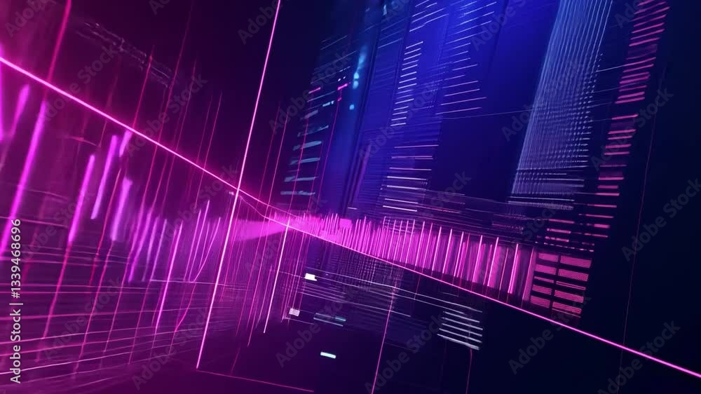 Poster futuristic digital abstract background with vibrant pink lines and patterns, showcasing technology a