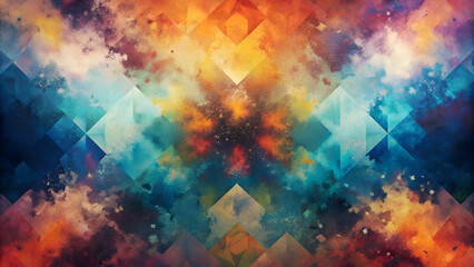 Abstract Geometric Watercolor Art. Psychedelic Design