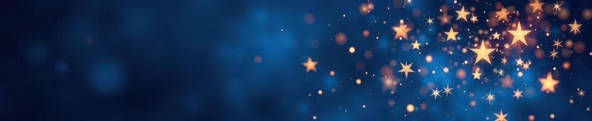 Twinkling stars on dark blue, abstract festive design, subtle, galaxy, sparkle