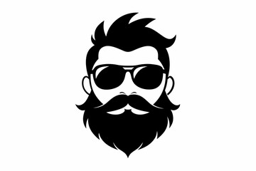  a beard with sun glass a mustache line art silhouette vector illustration
