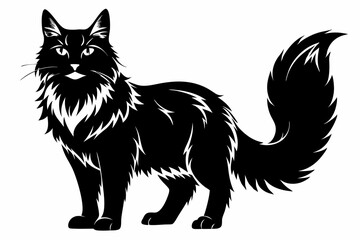 Obraz premium a maine coon cat is a very large breed line art silhouette vector illustration