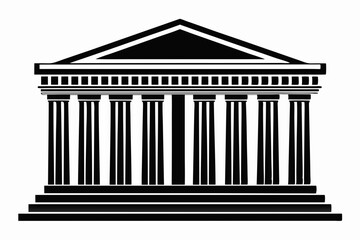 Obraz premium ancient greek temple line art silhouette vector illustration