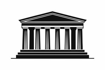 Obraz premium ancient greek temple line art silhouette vector illustration