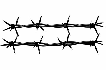 barbed wire line art silhouette vector illustration