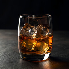 glass of whiskey on black