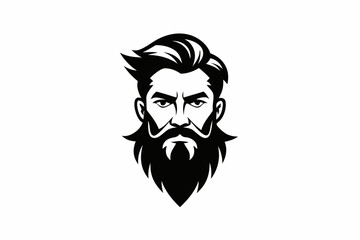 beard man logo line art silhouette vector illustration