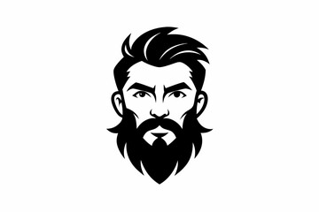 beard man logo line art silhouette vector illustration