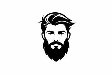 beard man logo line art silhouette vector illustration