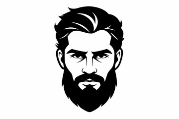 beard man logo line art silhouette vector illustration