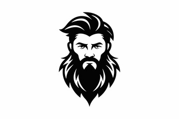 beard man logo line art silhouette vector illustration