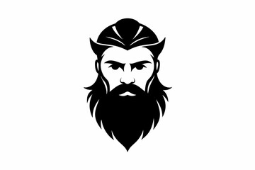 beard man logo line art silhouette vector illustration
