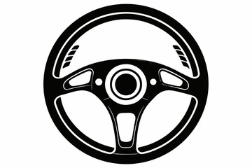 car steering wheel line art silhouette vector illustration