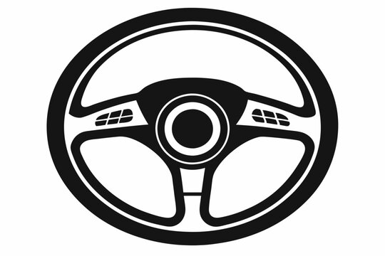 recommend clip art: car steering wheel line art silhouette vector illustration