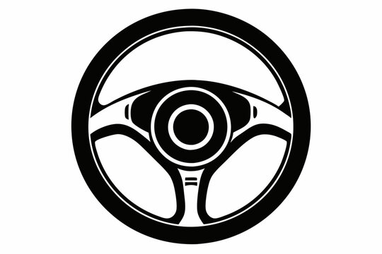 recommend clip art: car steering wheel line art silhouette vector illustration