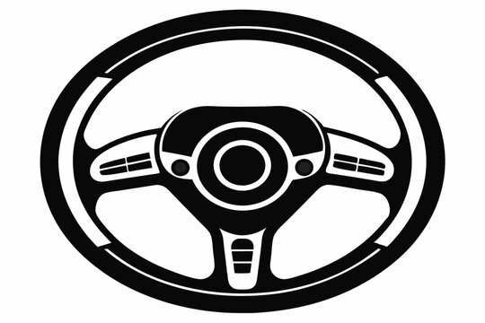 recommend clip art: car steering wheel line art silhouette vector illustration