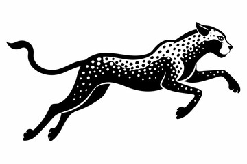 cheetah jumping line art silhouette vector illustration
