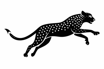 cheetah jumping line art silhouette vector illustration