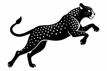 cheetah jumping line art silhouette vector illustration