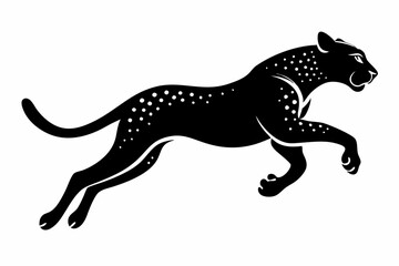 cheetah jumping line art silhouette vector illustration