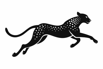 cheetah jumping line art silhouette vector illustration
