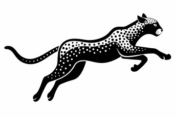 cheetah jumping line art silhouette vector illustration