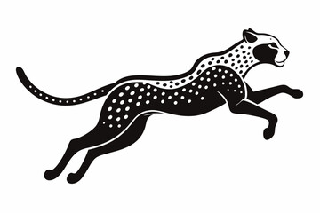 cheetah jumping line art silhouette vector illustration