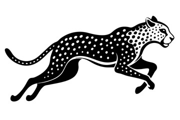 cheetah jumping line art silhouette vector illustration