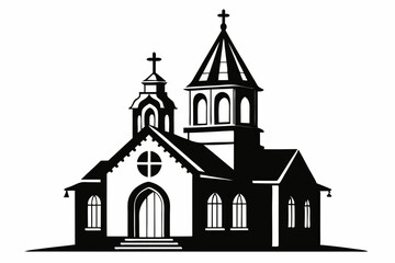 church of the holy cross line art silhouette vector illustration